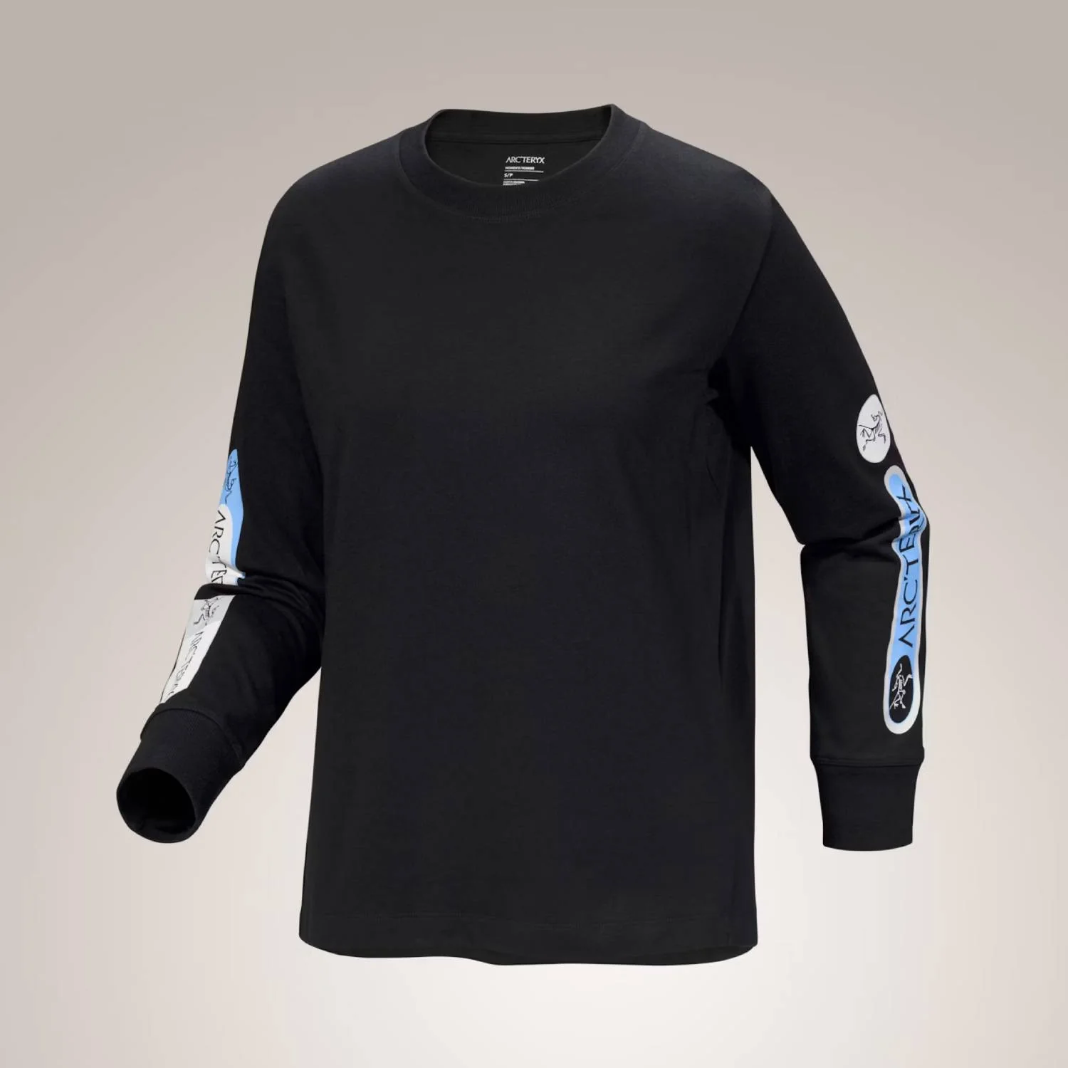 Arc'teryx Kragg Cotton Sticker Crew Long Sleeve - Women’s Soft Organic Cotton Graphic Shirt
