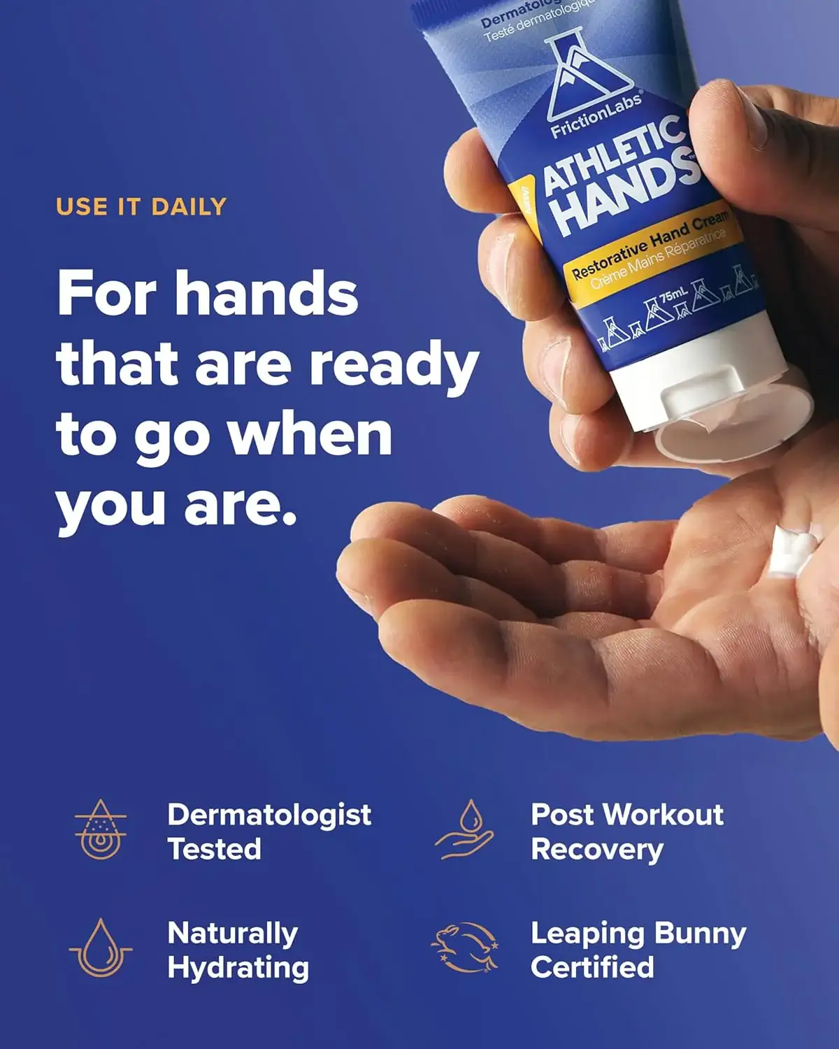 Athletic Hands Daily Restorative Hand Cream – 75 mL Fast-Absorbing Tube - Image 3