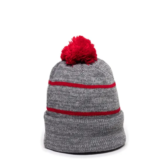Outdoor Cap KNF-100 Pom Watch Cap Beanie – Acrylic Knit with Fleece Lining & Jacquard Stripes - Image 10