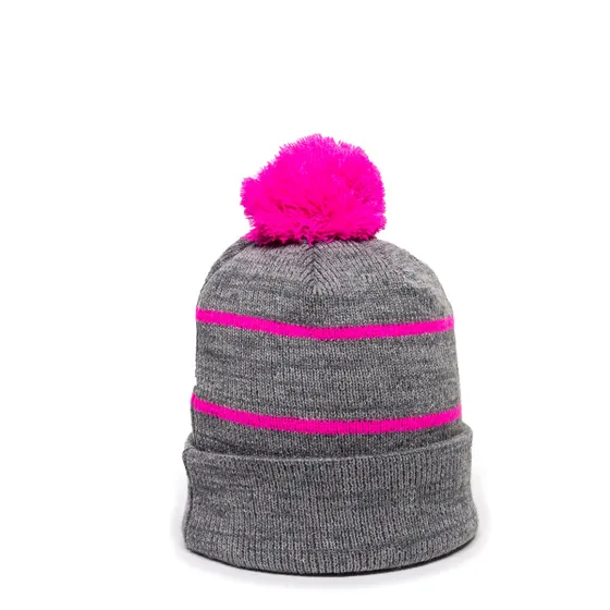 Outdoor Cap KNF-100 Pom Watch Cap Beanie – Acrylic Knit with Fleece Lining & Jacquard Stripes - Image 16