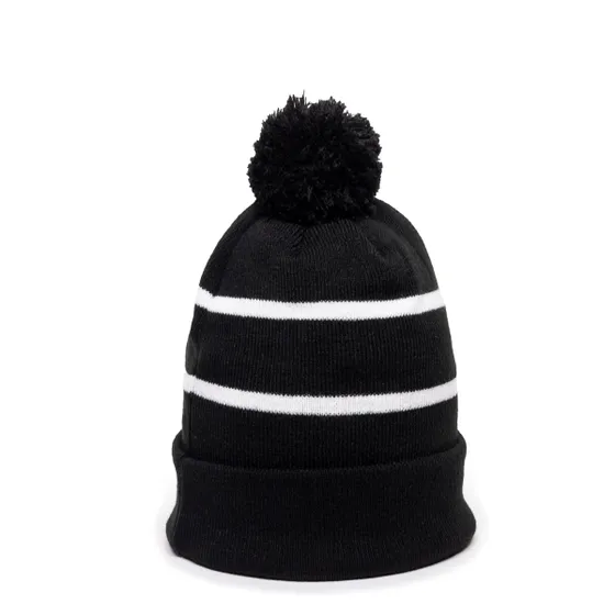 Outdoor Cap KNF-100 Pom Watch Cap Beanie – Acrylic Knit with Fleece Lining & Jacquard Stripes - Image 3
