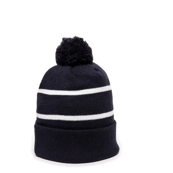 Outdoor Cap KNF-100 Pom Watch Cap Beanie – Acrylic Knit with Fleece Lining & Jacquard Stripes - Image 4