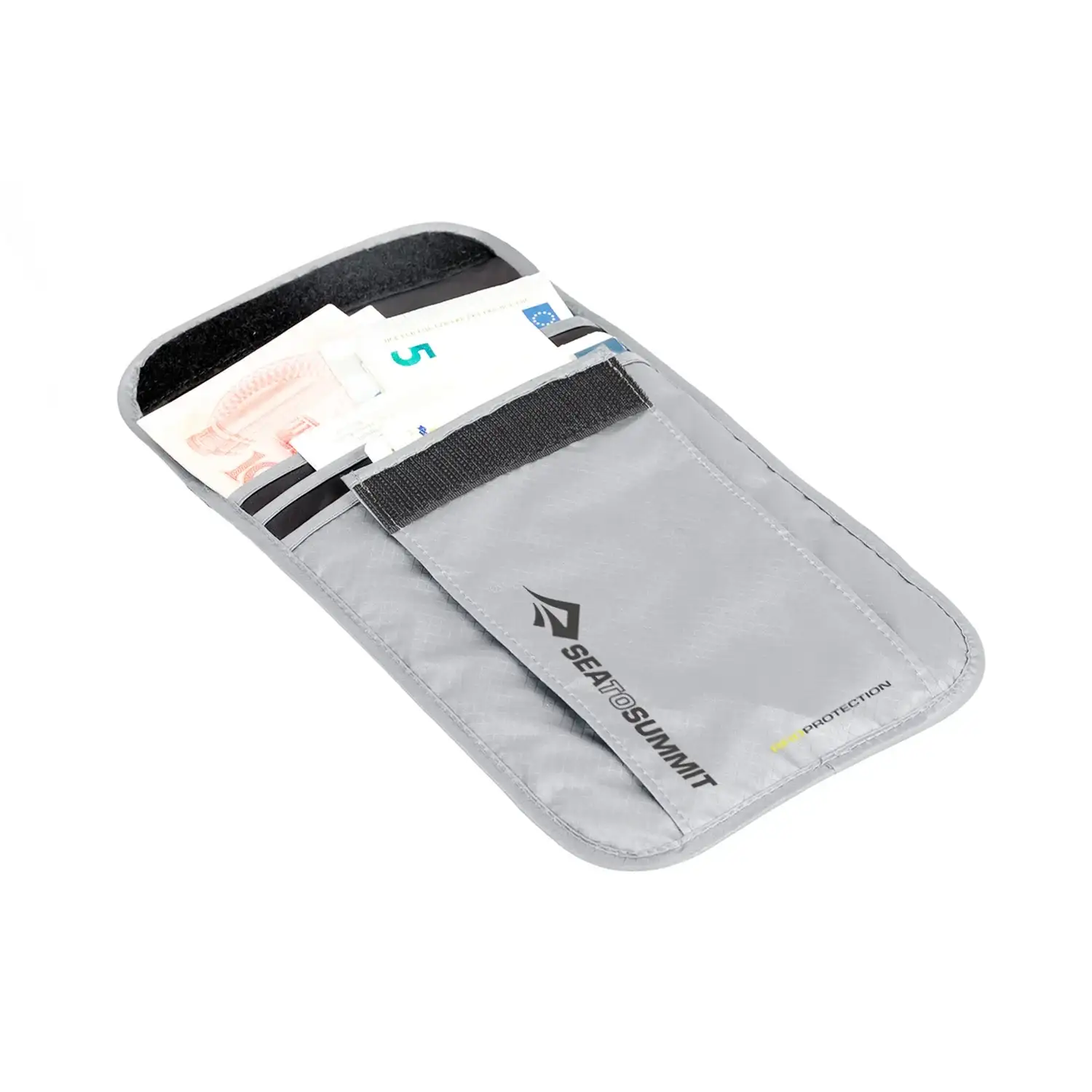 Sea to Summit RFID Neck Wallet – Lightweight Travel Pouch with RFID-Blocking Fabric, Zippered Passport & Card Compartments, and Breathable 3D Mesh Backing