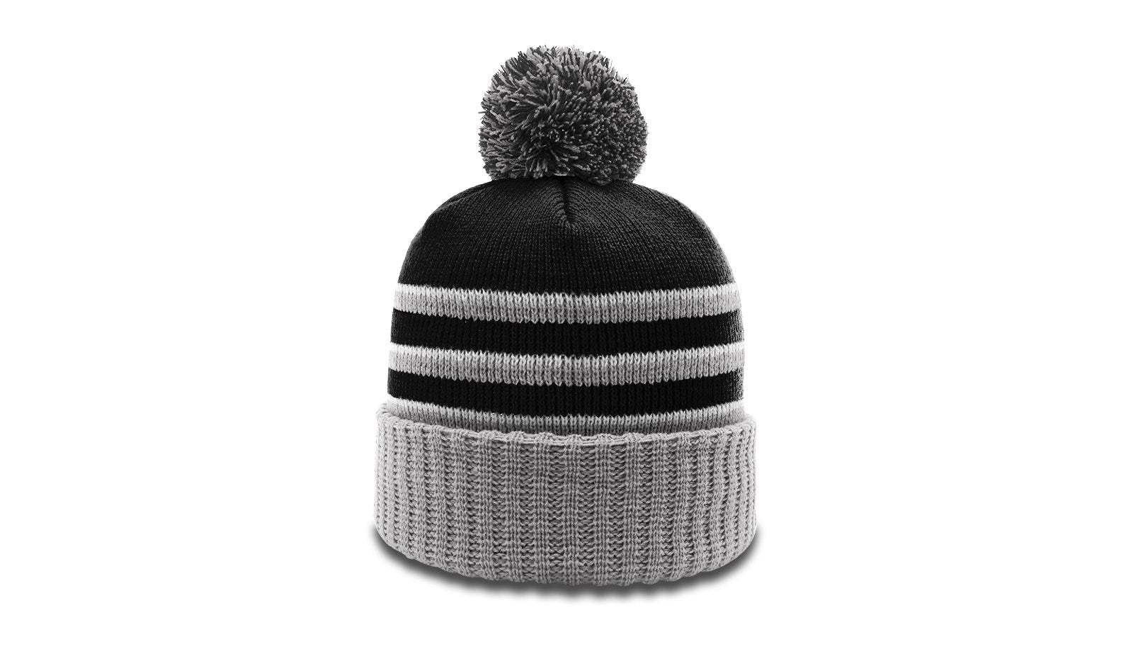Richardson 134 Striped Beanie w/Cuff & Pom | Cozy Knit Beanie with Bold Stripes and Pom Detailing - Image 3