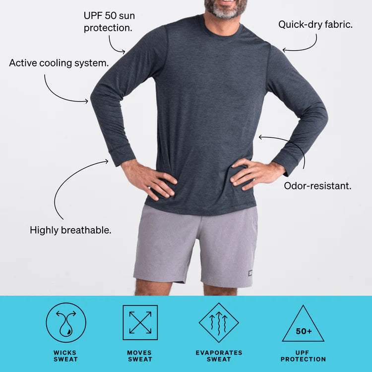 SAXX Droptemp Men's All Day Cooling Long Sleeve Crew Shirt UPF 50 Sun Shirt - Image 5