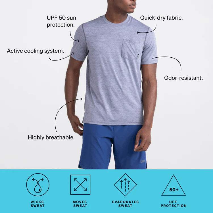 SAXX Droptemp Men's All Day Cooling Short Sleeve Pocket Tee UPF 50 Sun Shirt - Image 5